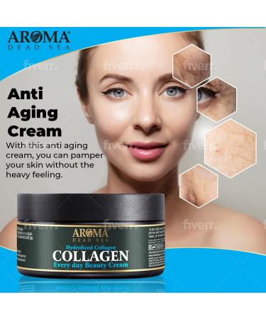 AROMA DEAD SEA Hydrolyzed Collagen Face Cream. Anti Aging, Day & Night Moisturizer, Dead Sea Minerals & Collagen Enriched, Anti Wrinkle & Hydrating -100ml/3.5 Fl.Oz Collagen Cream Pack of 2 - Buy Online on GoSupps.com