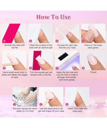 20Pcs Semi Cured Gel Nail Strips Soft Self-Adhesive Gel Nail Stickers Long-Lasting Waterproof Gel Nail Polish Wraps Salon-Quality Manicure Set for Women Girls Kids DIY Decorations - Blush Shimmer - Buy Online on GoSupps.com