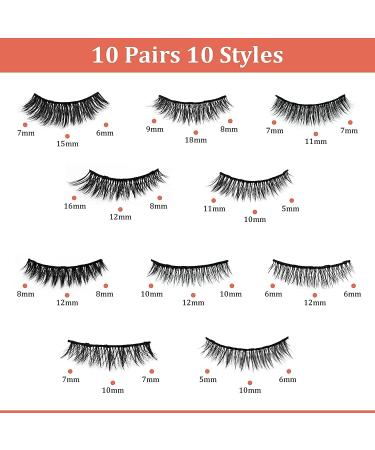 Magnetic Eyelashes with Eyeliner & Tweezers - 10 Pairs Reusable Natural Black Lashes - Buy Online on GoSupps.com