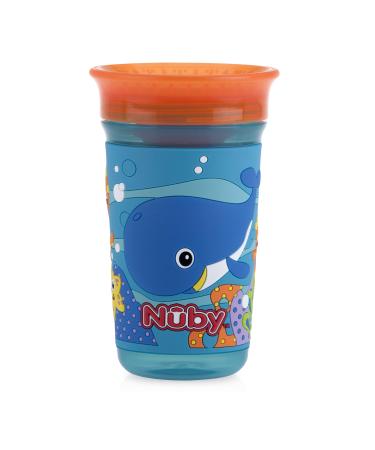 Nuby 360 Degree Easy Sip 3D Grip Wonder Cup with Printed Silicone Sleeve  10 Oz  Whale