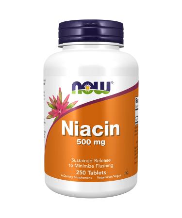 Now Foods Niacin (Vitamin B3) 500mg 250 Vegan Tablets Laboratory Tested Gluten Free Soy Free Vegetarian