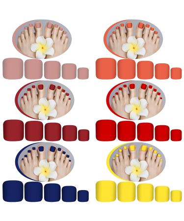 336 PC Matte Short Square False Toe Nails Set - Glue-on Full Cover Fake Toe Nails - Solid Colors for Women & Girls - Buy Online on GoSupps.com