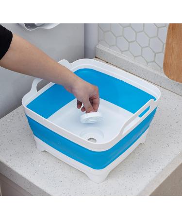 AAKitchen Collapsible Dish Basin with Drain Plug Carry Handles for 9L Capacity Collapsible Sink Tub Dish Wash Basin Portable Dish Tub Foldable Dishpan for RV Trailers Camping Dish Washing Tub (Blue) - Buy Online on GoSupps.com