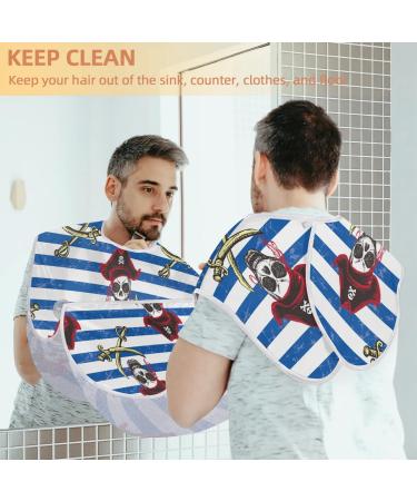 Pirate Skull Stripe Beard Bib Apron | Non-Stick Waterproof Hair Catcher for Men | Perfect Grooming Gift with Suction Cups - Buy Online on GoSupps.com
