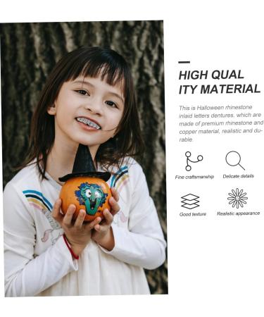 Lurrose 3 Sentences Toothpaper for Braces | Custom Silver Diamond Tooth Caps | Zombie Artificial Teeth with Strass Decor - Buy Online on GoSupps.com