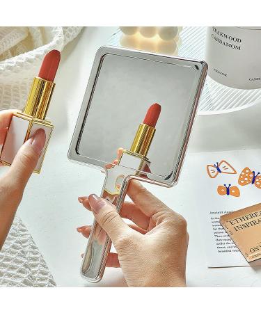 Creative Wave Pattern Hand Mirror - Squared Vanity Mirror for Makeup, Aesthetic Decor and Beauty - Portable Handheld Cosmetic Mirror in Liquid Black Print - Buy Online on GoSupps.com
