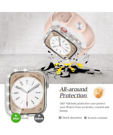 Goton 2-in-1 Waterproof Bling Case for Apple Watch 40mm - Full Glitter Diamond Rhinestone Bumper Cover for Women | Compatible with SE (2nd Gen), Series 6/5/4 - Clear - Buy Online on GoSupps.com