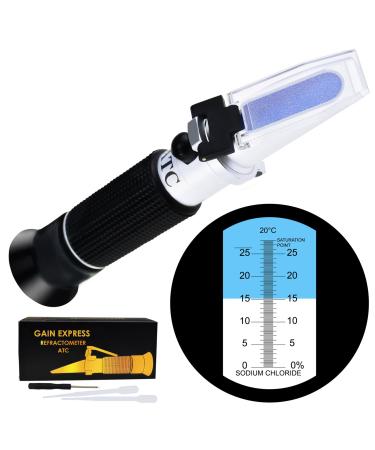 0-28% Salinity Refractometer ATC, Sodium Chloride (NaCl) Salt Level Meter Tester, Test Kit for Sea Water Brine Seawater Food Industry Pickle Soy Sauce, 0.2% Accuracy
