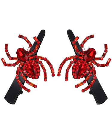 Halloween Hair Clips Gothic Large Red Spider Alligator Duckbill Hair Pins for Women Halloween Hair Accessory Cosplay Costume Party Hair Pieces