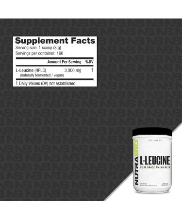 NutraBio Leucine Amino Acid Supplement | Vegan Muscle Growth & Recovery | Non-GMO Gluten Free | Pre & Post-Workout | 500g - Buy Online on GoSupps.com