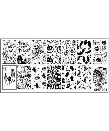XL STAMPING STENCIL 12x6cm # SPH-007 Halloween Ghost BOO! Witch Pumpkin Bat