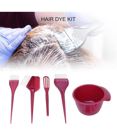 Shop 5-Part Hair Dye Tool Set - Wine Red Brushes for Home & Studio Use | Soft & Hard Bristles - Buy Online on GoSupps.com