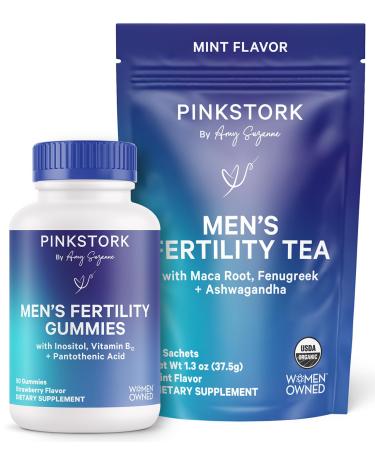 Blue Stork Men s Fertility Bundle Prenatal Gummies + Organic Tea Support for Sperm Health Motility and Reproductive Wellness 60 Gummies + 15 Tea Sachets