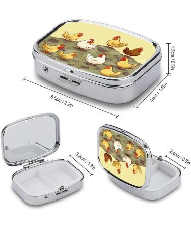 Portable Decorative Pill Box - A Brood of Chickens 2 Compartment Organizer for Pocket & Purse | International Shipping Available - Buy Online on GoSupps.com