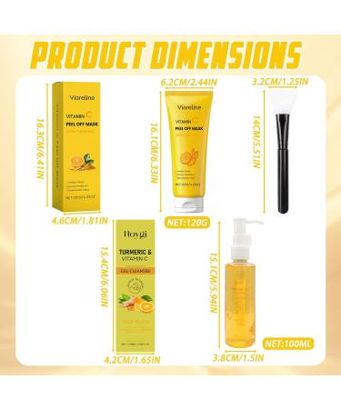 Dongcill Facial Mask with Turmeric and Vitamin C Set Vitamin C PeelOff Mask + Turmeric Facial Cleanser Cleansing Foam for a Radiant Complexion Against Dark Spots Against Acne - Buy Online on GoSupps.com