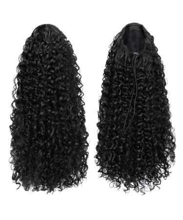 YUMOREAL Black Kinky Curly Drawstring Ponytail Extension- 16 Inch Synthetic Clip in Afro Wavy Pony Tail for Black Women - Buy Online on GoSupps.com