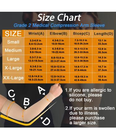 Normers 20-30 mmHg Graduated Compression Arm Sleeve - Full Arm Support with Silicone Band for Men & Women - Arthritis, Swelling, Bursitis, DVT Relief - Beige XL - Buy Online on GoSupps.com