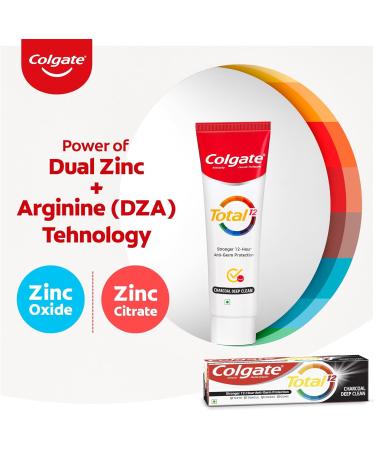 Colgate Total 120 gm+120 gm (240 gm) Charcoal Deep Clean Antibacterial Toothpaste Combo Pack Whole Mouth Health Tooth Paste with 12-Hour World's No.1* Germ-Fighting Toothpaste (1.7 Ounce) - Buy Online on GoSupps.com