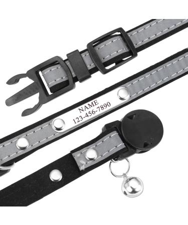 Personalized Reflective Cat Neck Band with Safety Lock - Mogokoyo 2 Packing Bells Adjustable Collar for Cats & Kittens (Black) - Custom Name & Phone Number - Buy Online on GoSupps.com