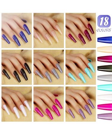 Teenitor Long Coffin Nails Full Cover | 18 Colors Long Press On Nails with Nail Glue | Acrylic Fake Nails for Women - Buy Online on GoSupps.com