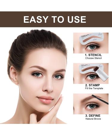 Eyebrow Stamp Stencil Kit - Vegan One-Step Pomade for Perfect Brows - Waterproof & Smudge-Proof - 20Pcs Reusable Stencils Included (Medium Brown) - Buy Online on GoSupps.com