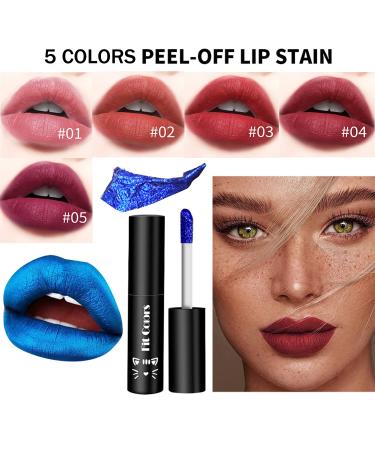 5 PCS Long Lasting Lip Stain Peel Off Matte Gloss Kit | Waterproof Non-Stick Cup Stain for Women Girls - Liquid Lipstick Set - Buy Online on GoSupps.com