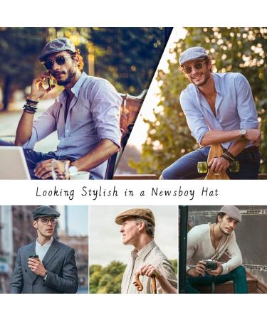 2Pack Adjustable Newsboy Hats for Men - Black/Brown Tweed Ivy Caps - Large/X-Large - Buy Online on GoSupps.com