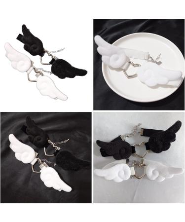 Southjieling Stylish Black and White Angel-Wing Necklace | Unique Choker Pendant for Women & Girls | Elegant Chain Accessory - Shop Internationally - Buy Online on GoSupps.com
