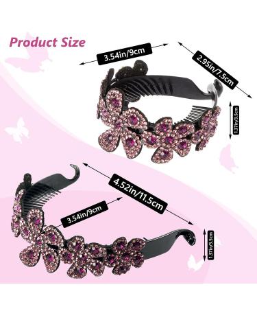 Rhinestone Flower Ponytail Holder Bundle - Wine Red & Multicolored - Buy Online on GoSupps.com
