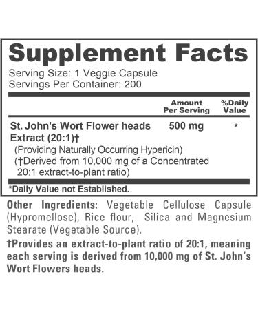 NusaPure St. John's Wort Extract 20:1 - Suitable for Vegetarian/Vegan Non- GMO - 10 000mg - 200 Capsules - Buy Online on GoSupps.com