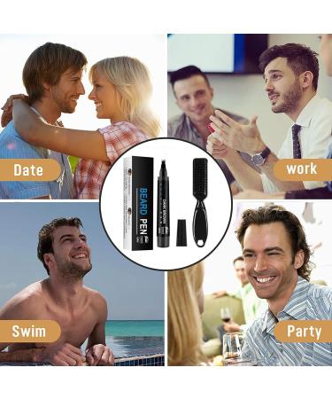 Men's Beard Pencil Filler - Waterproof Dark Brown Beard Pen and Brush - Natural Long-Lasting Coverage Mustache Kit for Styling and Thickening Facial Hair - Buy Online on GoSupps.com