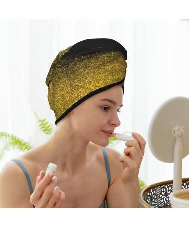 Gold Glitter Gradient Hair Towel Wrap | Quick-Dry Towel Turban for Effortless Hair Drying | International Shipping - Buy Online on GoSupps.com