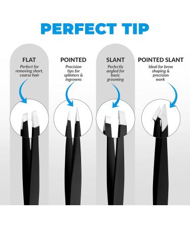 Deer Precision Tweezers Set - Stainless Steel, Professional Ingrown Hair Remover with Carry Pouch for Men & Women - Buy Online on GoSupps.com