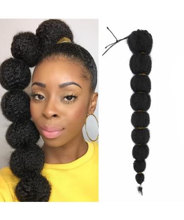 20Inch Drawstring Bubble Ponytail Extensions Clip on Afro Puff Kinky Curly Lantern Braid Synthetic Hairpieces for Black Women (1B)