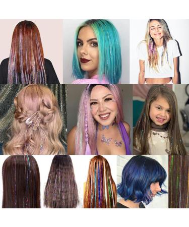 Movstriker Hair Tinsel Kit 16 Colors 3200 Strands 47 Inch Glitter Tinsel Hair Extensions Sparkling Hair Glitter with Tools Sparkling Shiny Hair Glitter for Women Girls Kids - Buy Online on GoSupps.com