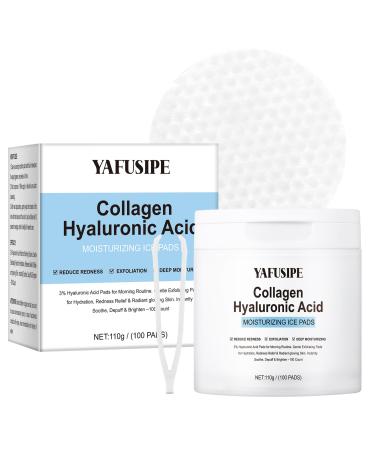 YAFUSIPE 3% Hyaluronic Acid Collagen Peptide Toner Pad Hyaluronic Acid Toners Facial Pads Jelly Pad for Face Hydrating Facial Treatment Toner Cotton Wipe for Women Smoothing All Skin Types 100 Pads