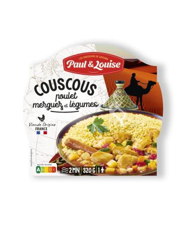 Paul & Louise Couscous Chicken Merguez Vegetables 300g - Ready in 2 Min- 100% Meat Origin France