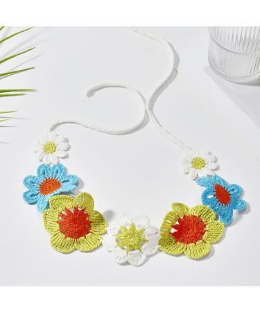 amangul Ethnic Crochet Headband Bohemian Bandanas Headpiece Knitting Flower Tiaras Wide Hairband Women Gypsy Fashion Accessory - Buy Online on GoSupps.com