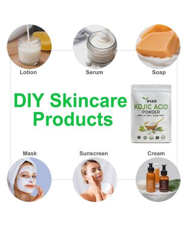 Pure Kojic Acid Powder 60g - Natural & Organic for DIY Skincare | Lotions Creams Serums Soaps - Buy Online on GoSupps.com