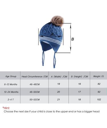 LANGZHEN Toddler Kids Winter Earflap Knit Hat with Fleece Lining - Blue Pompon | 1-2 Years - Buy Online on GoSupps.com