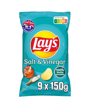 Lay's Salt & Vinegar Crispy seasoned potato chips for a successful party (9 x 150 g)