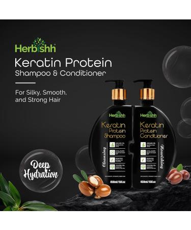 Herbishh Keratin Shampoo & Conditioner Set | Hydrating Nourishing Sulfate-Free for Dry Damaged Hair | Plant-Based | 2-Pack - Buy Online on GoSupps.com