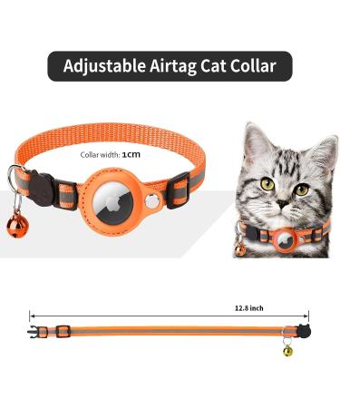 Kolacen Reflecting AirTag Catushage - Adjustable Cat Neck Band with Shell & Bell for Puppies Kittens (Orange) | Safe & Stylish Pet Tracker - Buy Online on GoSupps.com