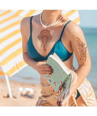 Aresvns Henna Tattoo Stickers - 9 Sheets, Waterproof Brown Designs for Women and Girls - Buy Online on GoSupps.com
