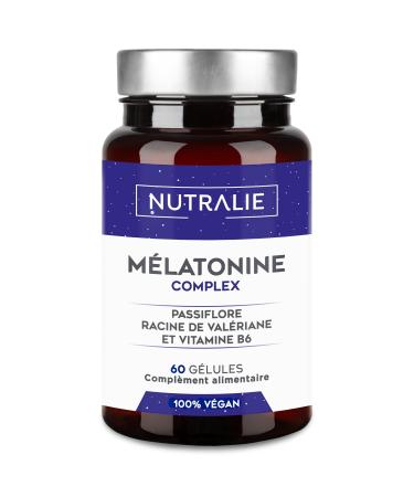 Strong and Powerful Melatonin - Fast Action on Sleep - Better Sleep Night & Jetlag - Improves Sleep Quality - Melatonin, Valerian, Fleur Passion, Vitamin B6-60 Capsules NUTRALIE