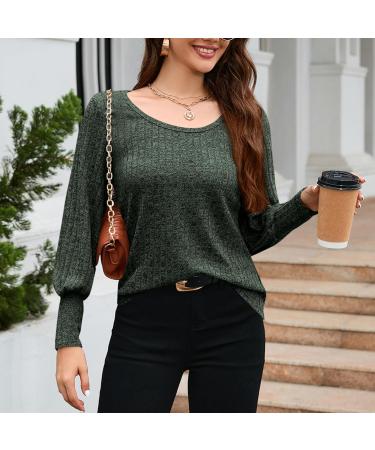 Shanrya Round Neck Blouse Breathable Comfortable and Stylish Womens Long Sleeve T-Shirt Casual for Daily Wear Small Green - Buy Online on GoSupps.com