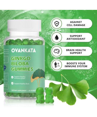 Ovankata Ginkgo Biloba Gummies - Organic Brain Boost Supplement for Blood Circulation, Mood & Focus - Vegan Non-GMO - 60 Count - Buy Online on GoSupps.com