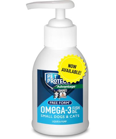 Free Form Omega-3 Fish Oil Liquid Pump Supplement for Small Dogs and Cats, 4 Fluid Ounces 4oz