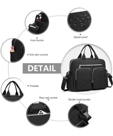 Kono Large Weekender Baby Changing Bag | Stylish Travel Nappy Tote for Mom and Dad | Convertible Messenger with Insulated Pockets in Black - Buy Online on GoSupps.com