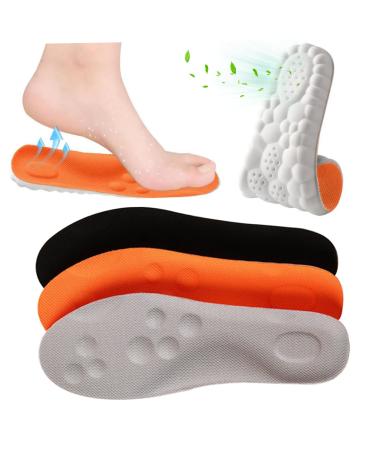 Comfortable Shoe Insoles Soft U-Shaped Sports Insoles with Acupoint Massage Arch Support for Foot Shock-Absorbing Shoe Pads 3Pairs 41-42Size Foot Cushion